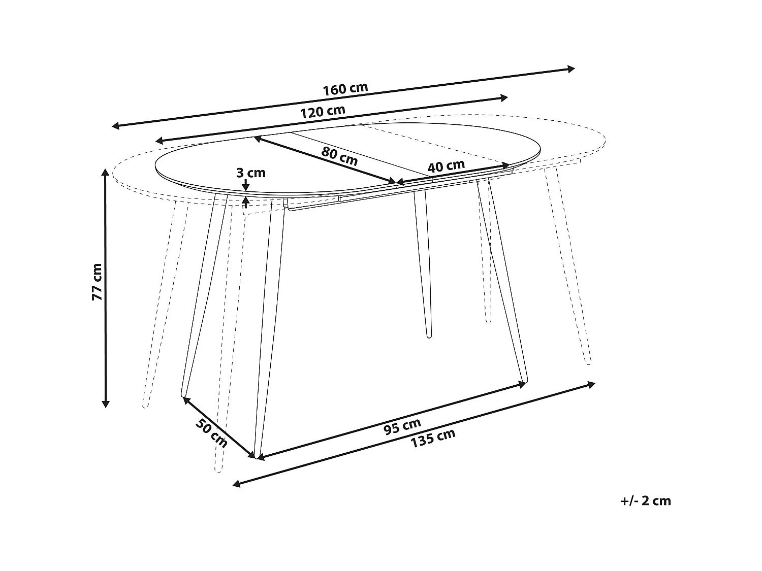 Mesa de jantar extensível CLAVET Castanho claro 120/160 cm 80 cm