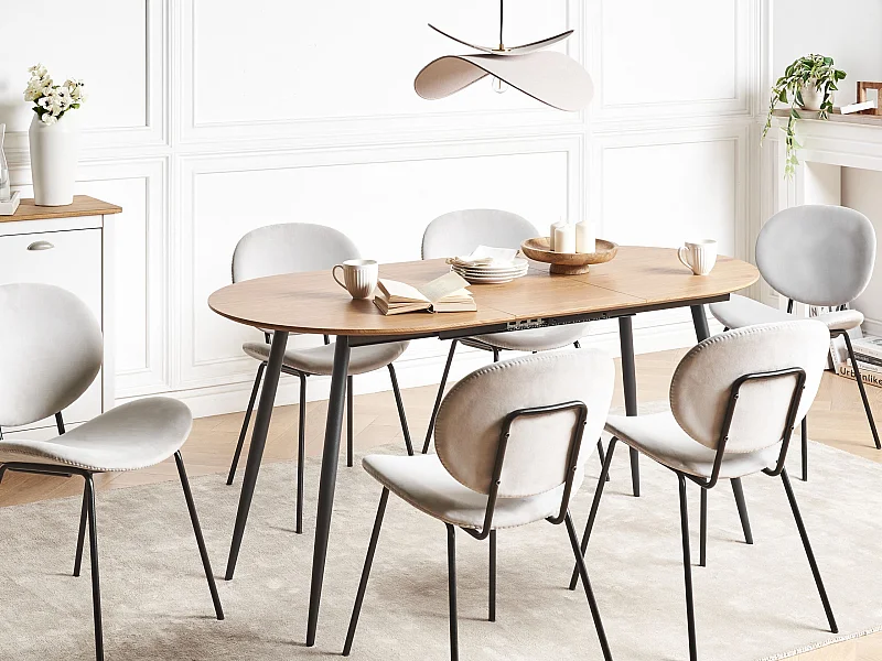 Table de salle à manger extensible CLAVET Marron clair 120/160 cm 80 cm