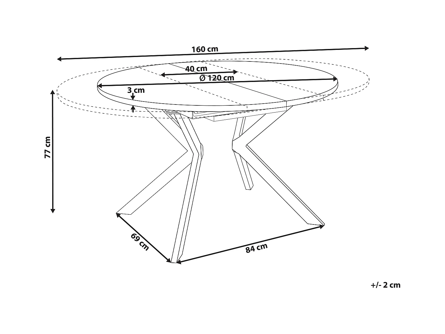 Table de salle à manger extensible CARLEA Marron clair 120/160 cm 120 cm