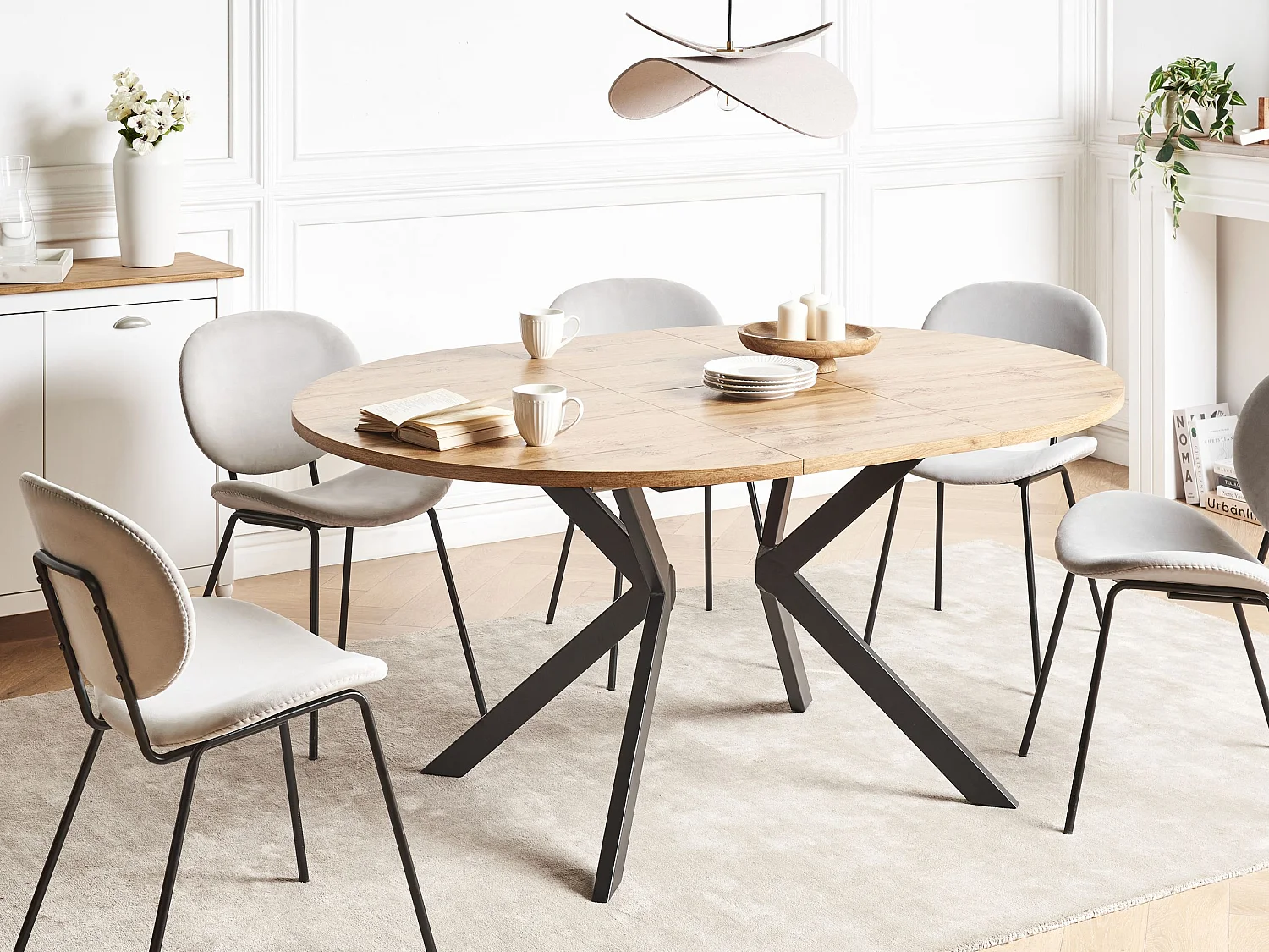 Table de salle à manger extensible CARLEA Marron clair 120/160 cm 120 cm