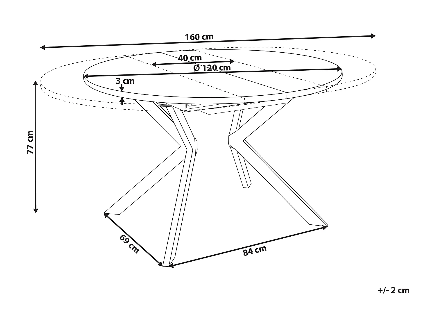 Table de salle à manger extensible CARLEA Marron clair 120/160 cm 120 cm