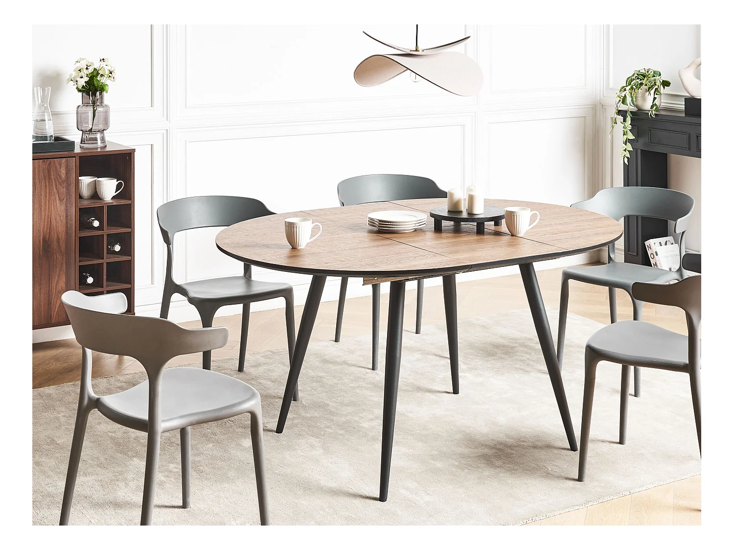 Table de salle à manger extensible SENIAC Marron 110/150 cm 112 cm