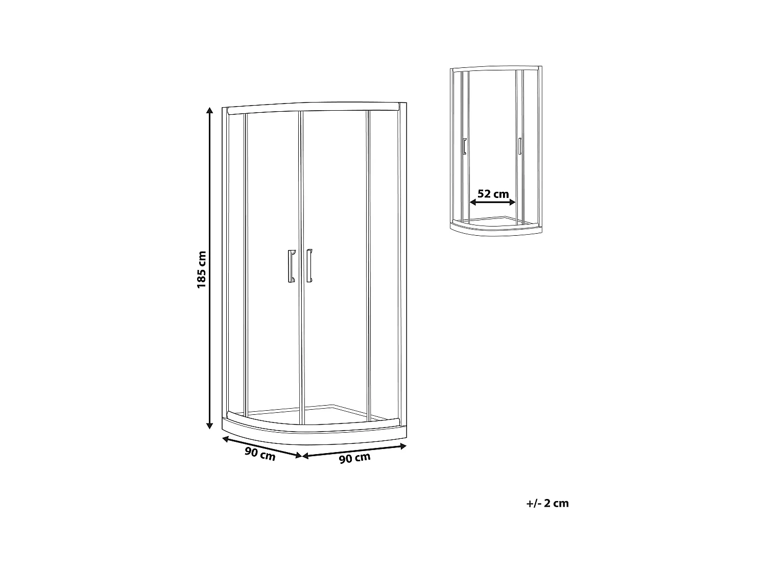 Cabine de douche JUKATAN 90 x 90 x 185 cm Noir