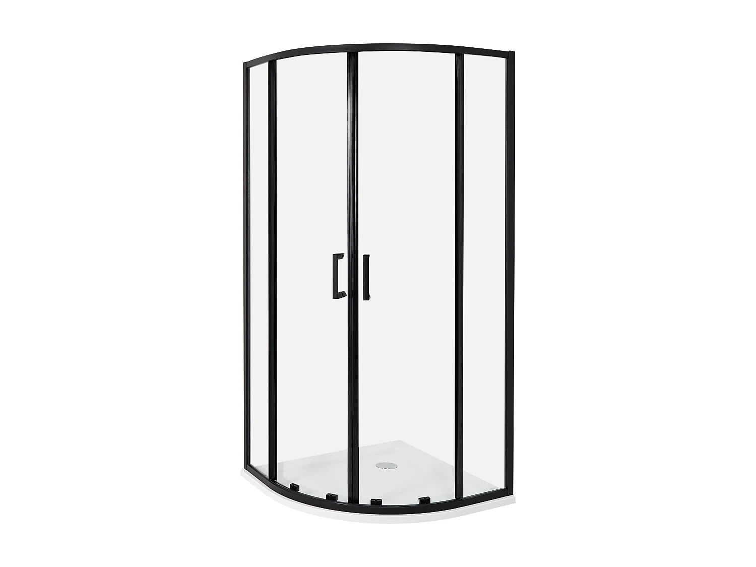 Duschkabine mit 2 Schiebetüren Sicherheitsglas halbrund 90x90 cm schwarz Jukatan