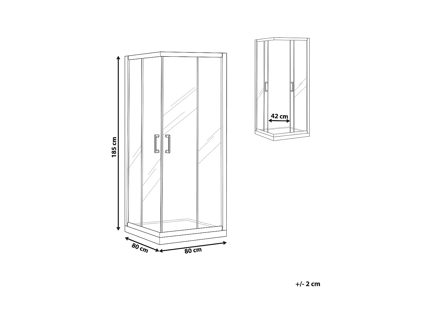 Cabine de douche TELA 80 x 80 x 185 cm Noir