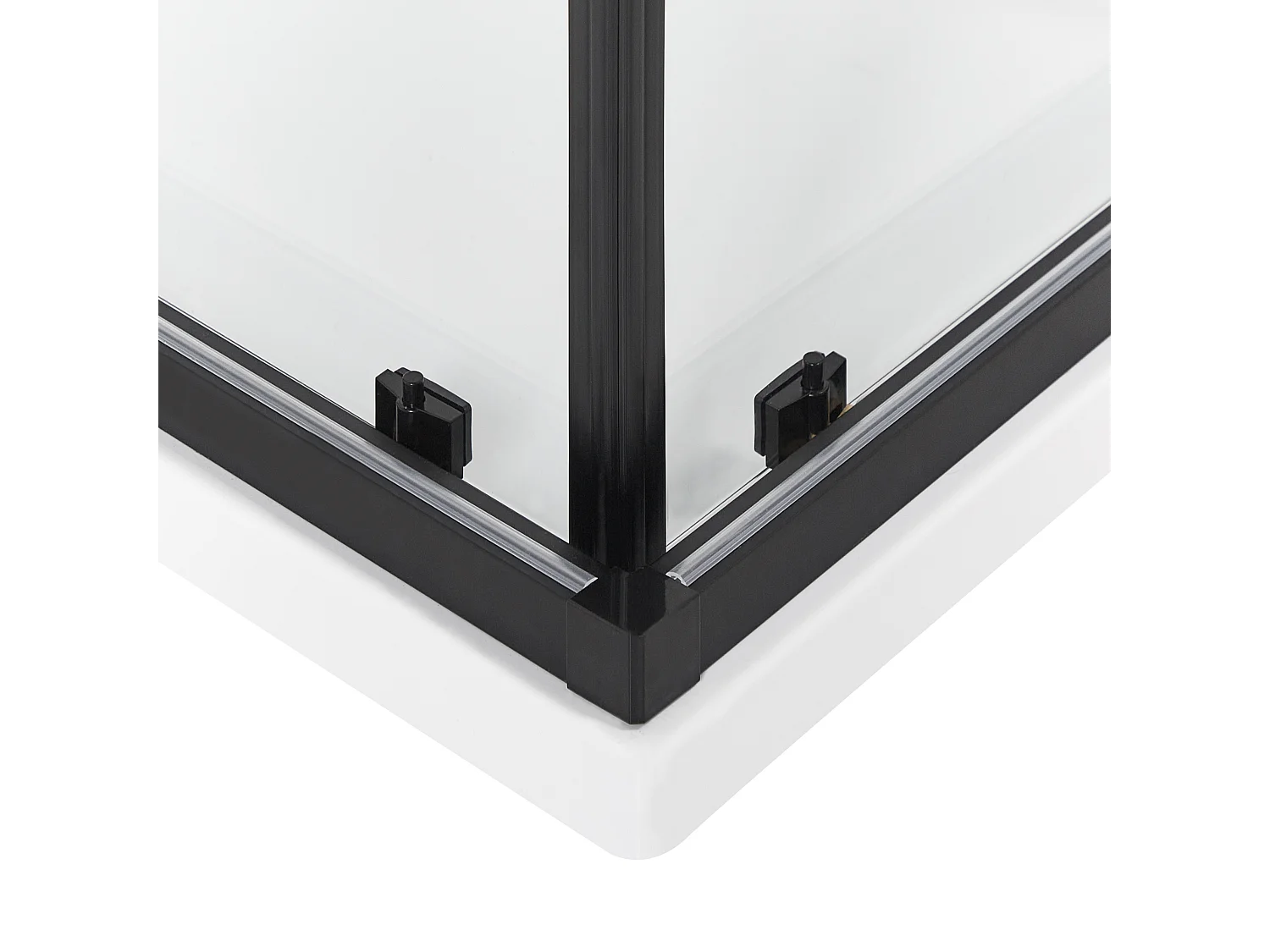 Duschkabine aus Sicherheitsglas mit zwei Schiebetüren 80x80x185cm schwarz Tela