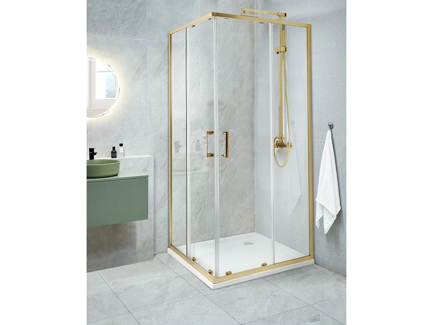 Cabine de douche TELA 80 x 80 x 185 cm Doré