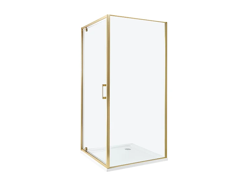 Duschkabine aus Sicherheitsglas Aluminium mit Einzeltür 90x90x185cm gold Darli