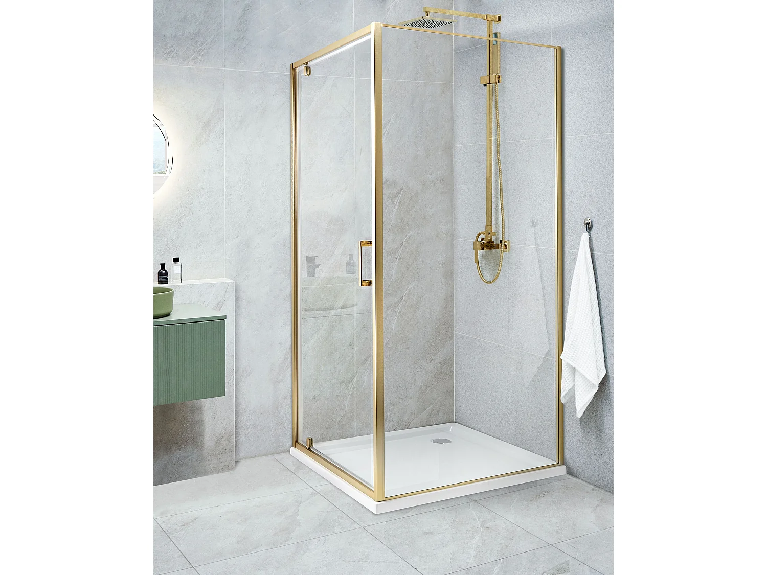 Cabine de douche DARLI 90 x 90 x 185 cm Doré