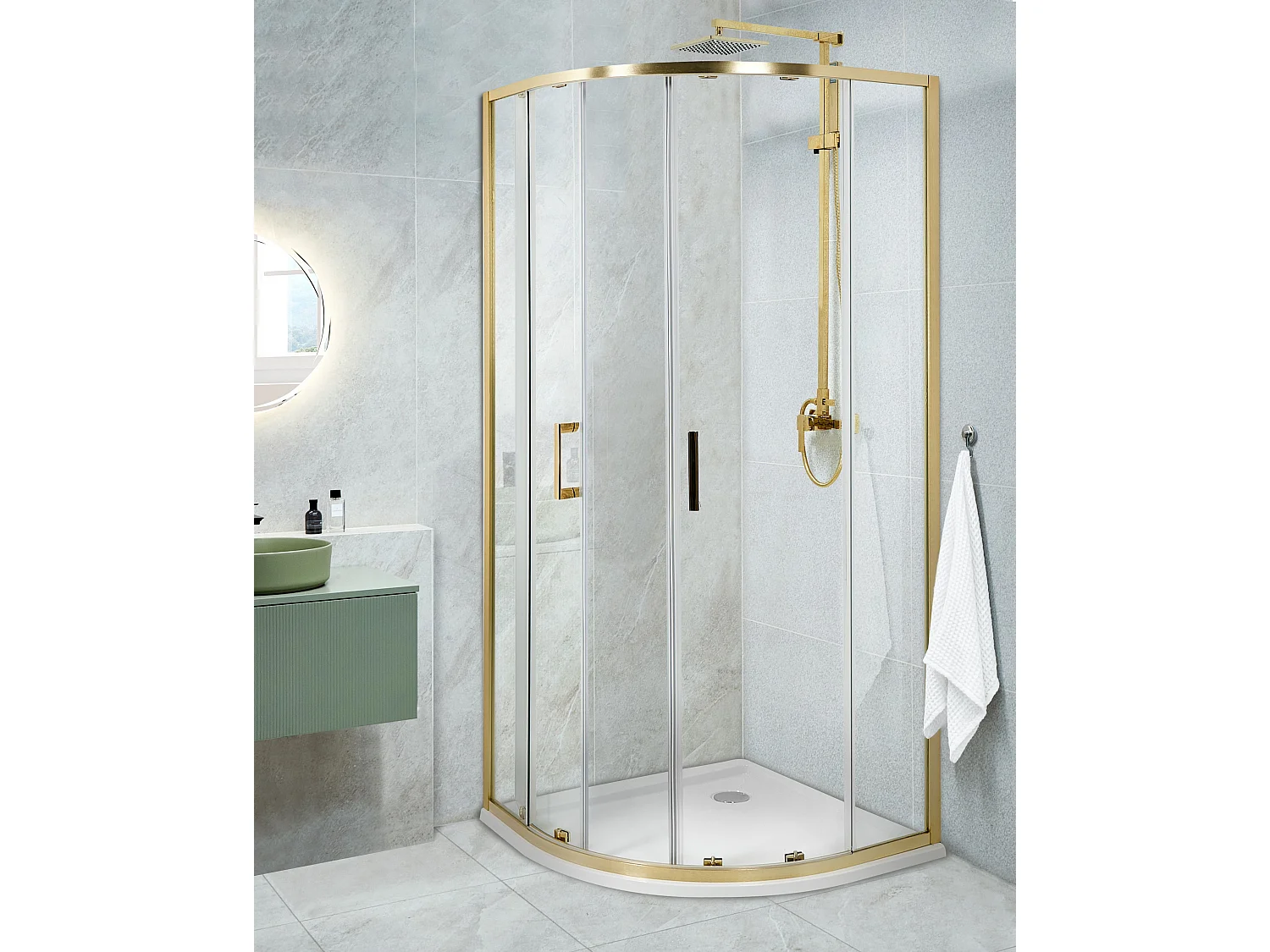 Cabine de duche JUKATAN 90 x 90 x 185 cm Dourado