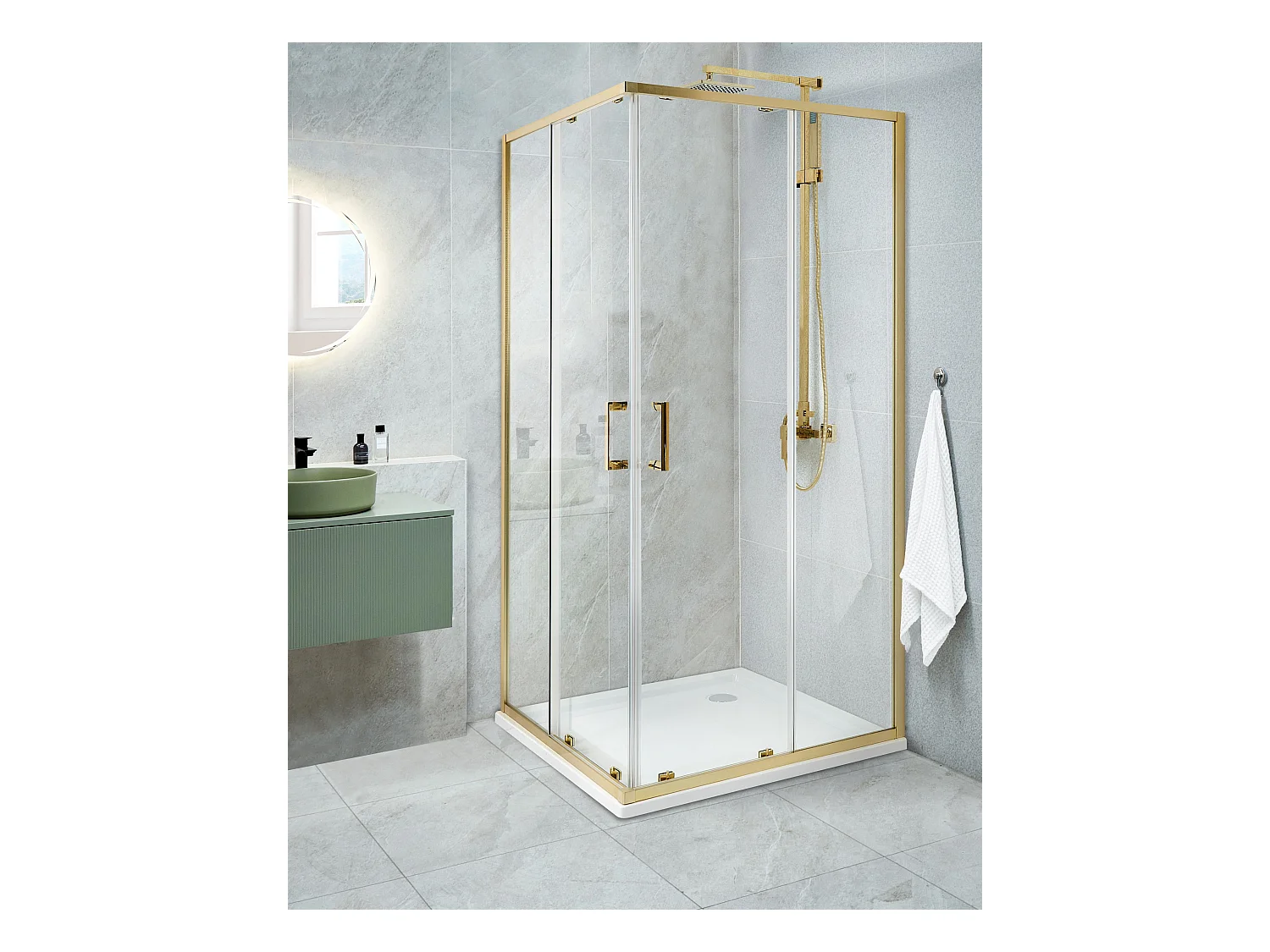 Cabine de douche TELA 90 x 90 x 185 cm Doré