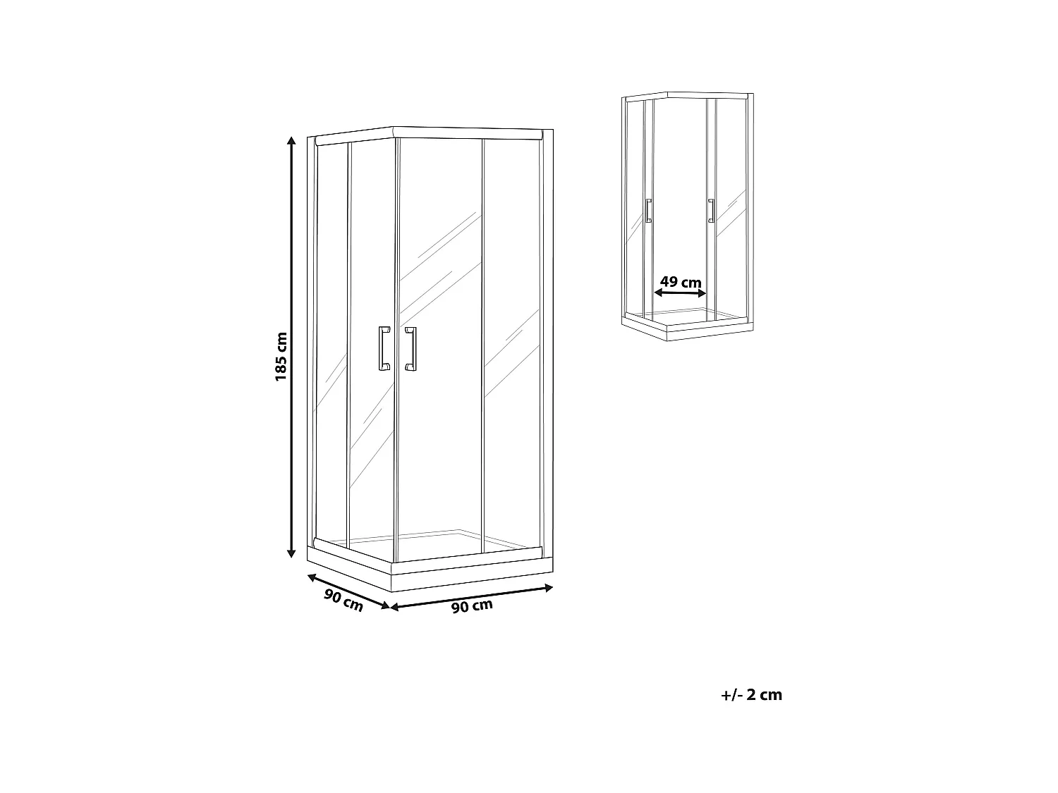 Cabine de douche TELA 90 x 90 x 185 cm Doré