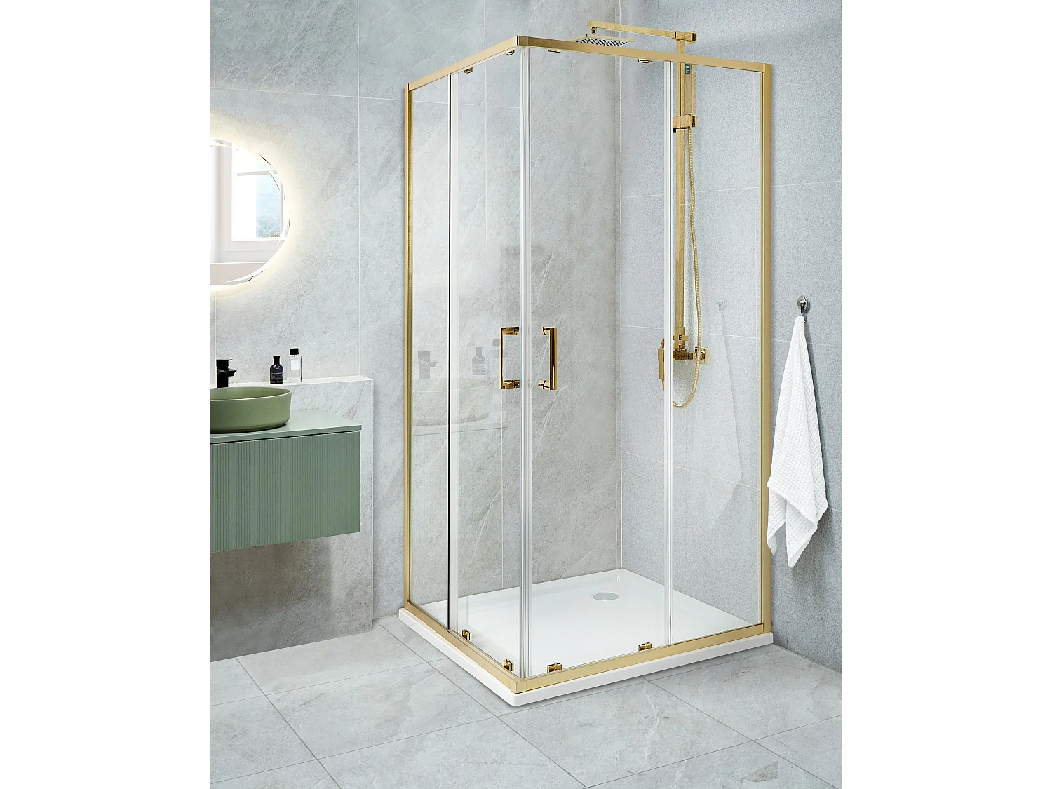 Cabine de douche TELA 90 x 90 x 185 cm Doré