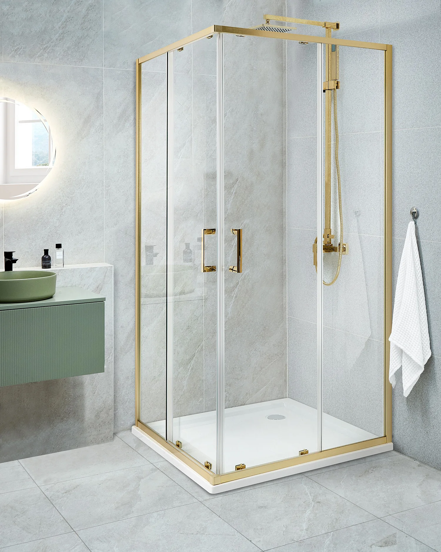 Cabine de douche TELA 90 x 90 x 185 cm Doré