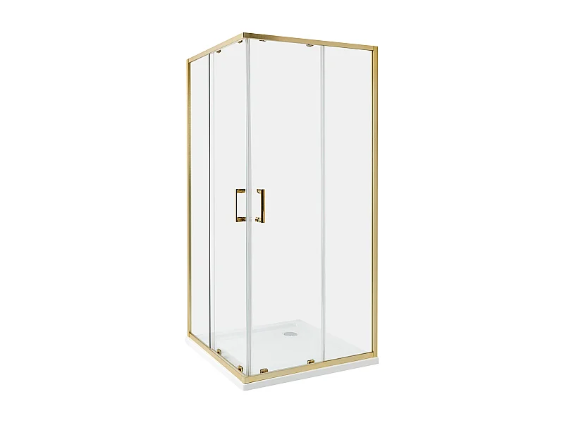 Duschkabine aus Sicherheitsglas mit zwei Schiebetüren 90x90x185cm gold Tela