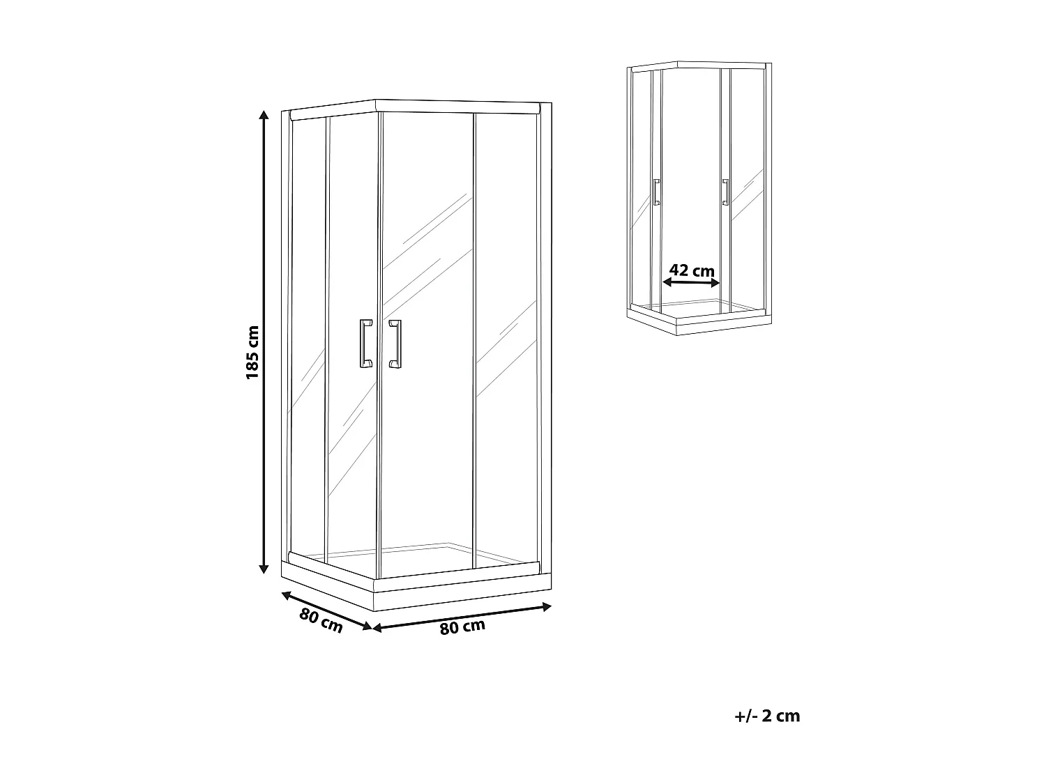 Cabine de douche TELA 80 x 80 x 185 cm Argenté