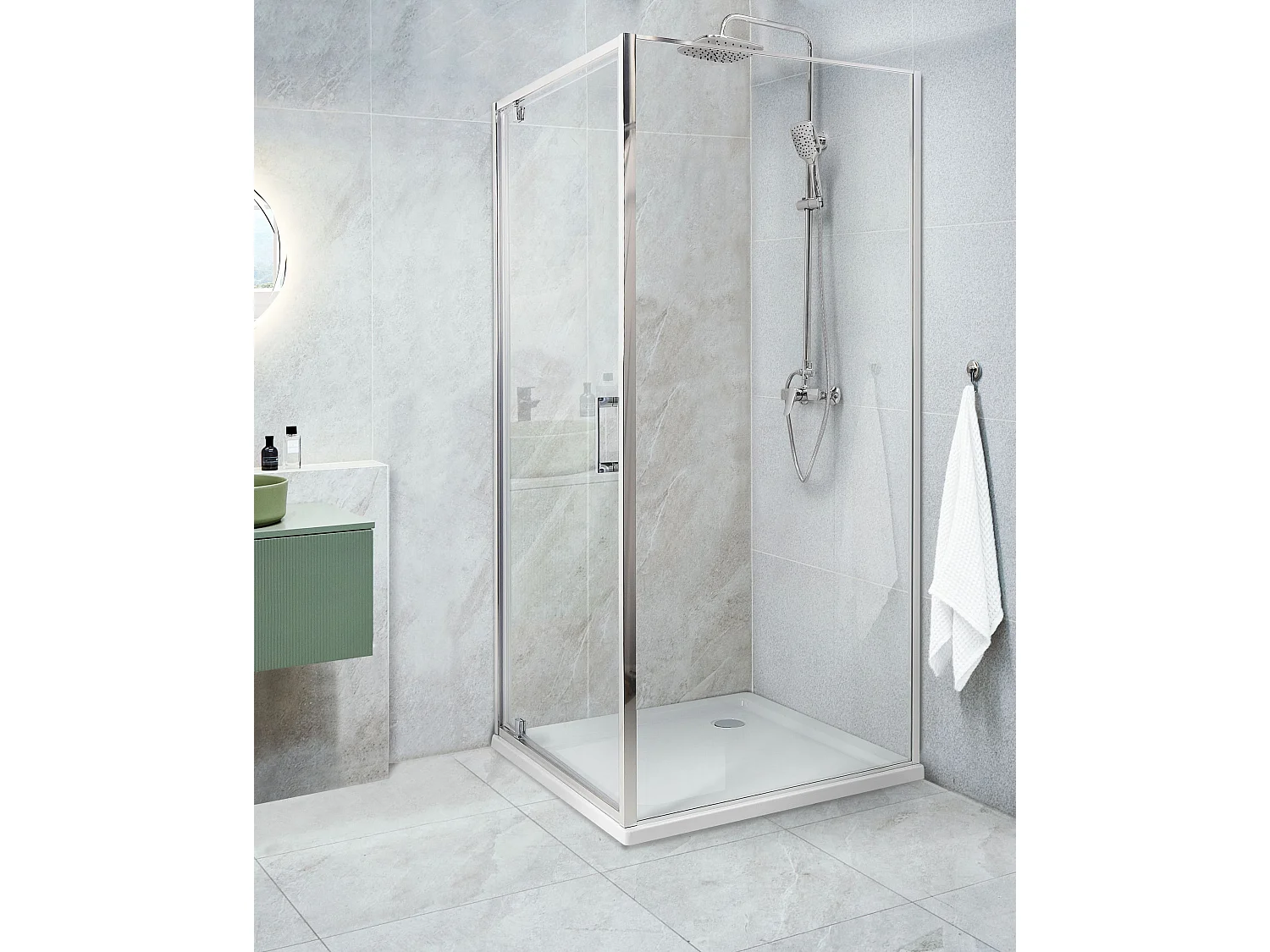 Duschkabine DARLI 80 x 80 x 185 cm Silber