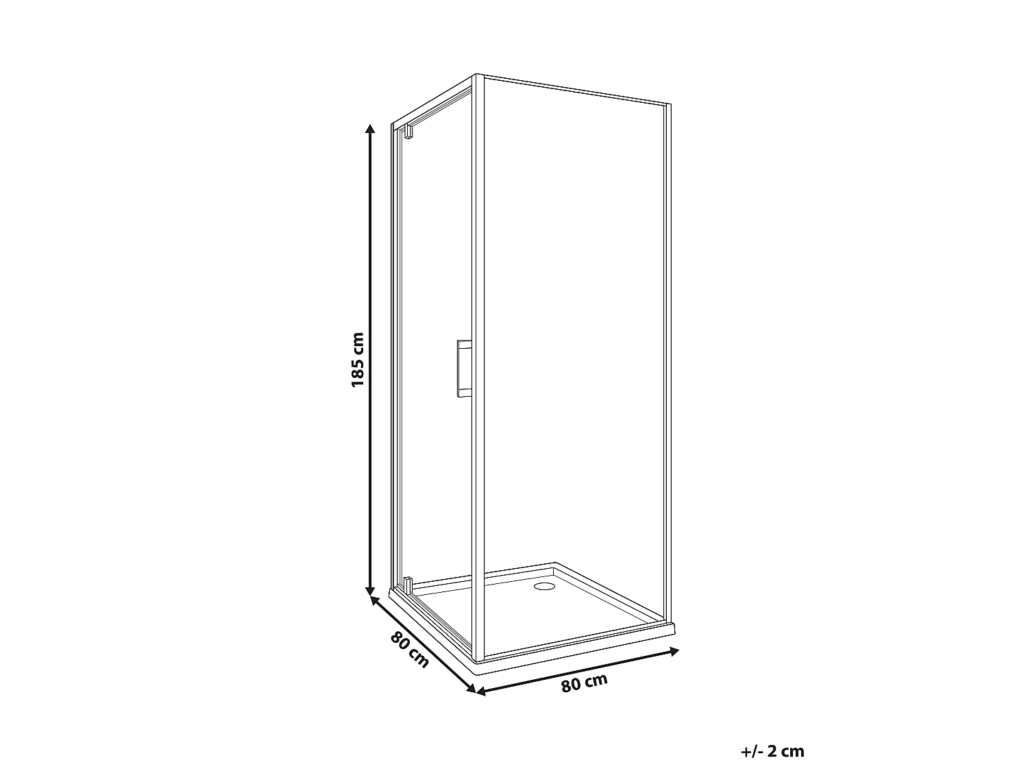 Duschkabine DARLI 80 x 80 x 185 cm Silber