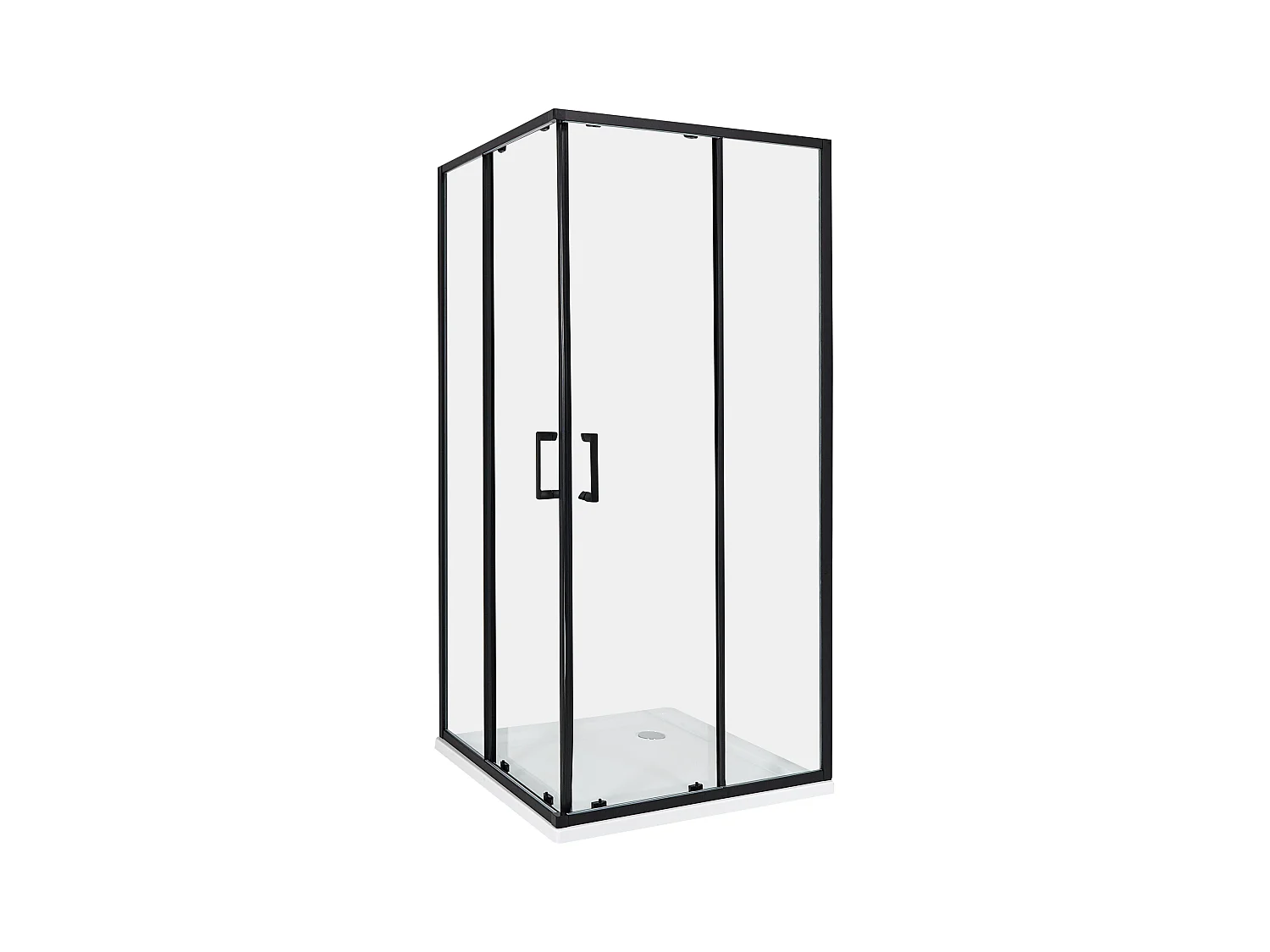 Duschkabine aus Sicherheitsglas mit zwei Schiebetüren 90x90x185cm schwarz Tela