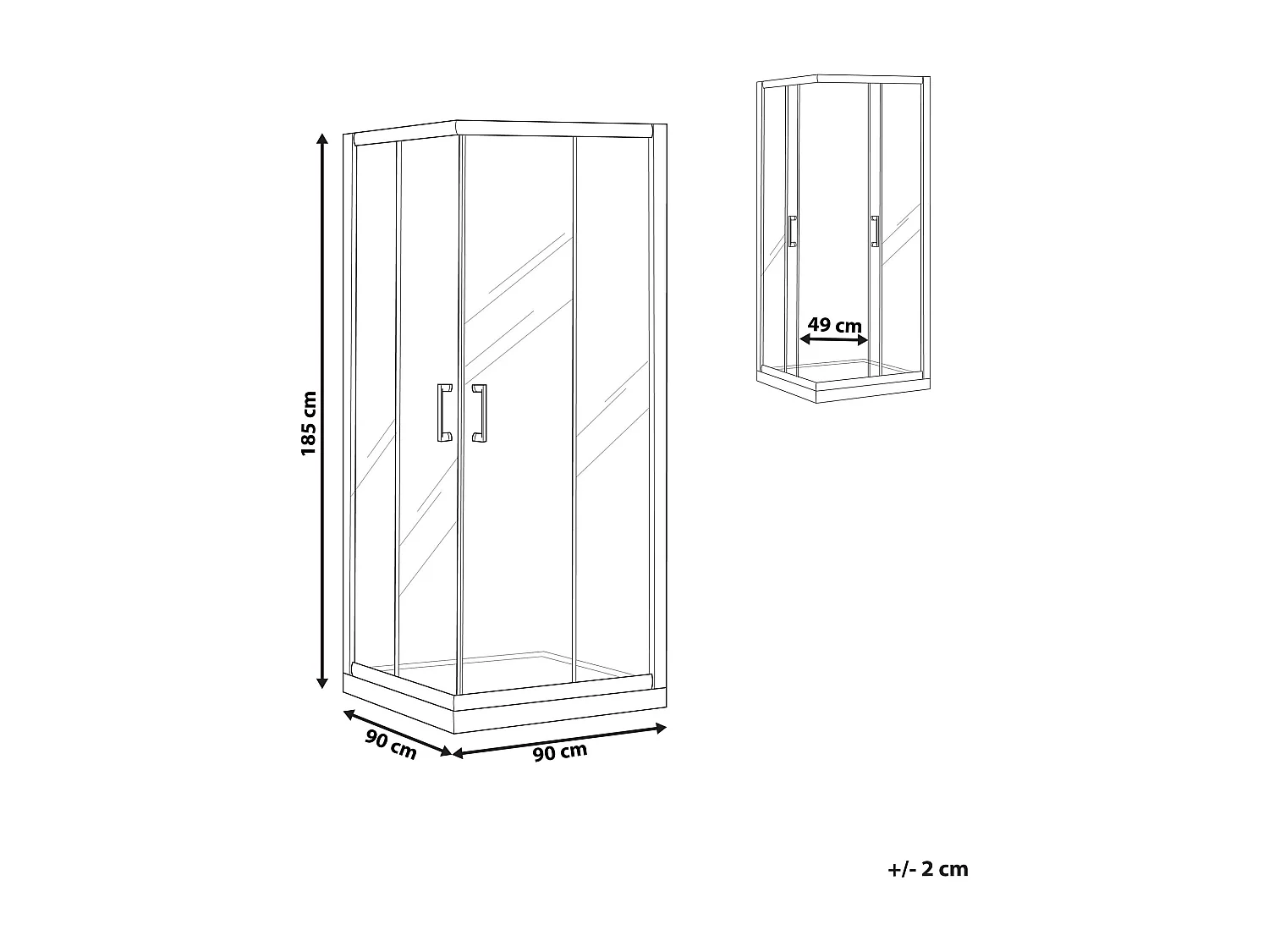 Cabina doccia TELA 90 x 90 x 185 cm Nero