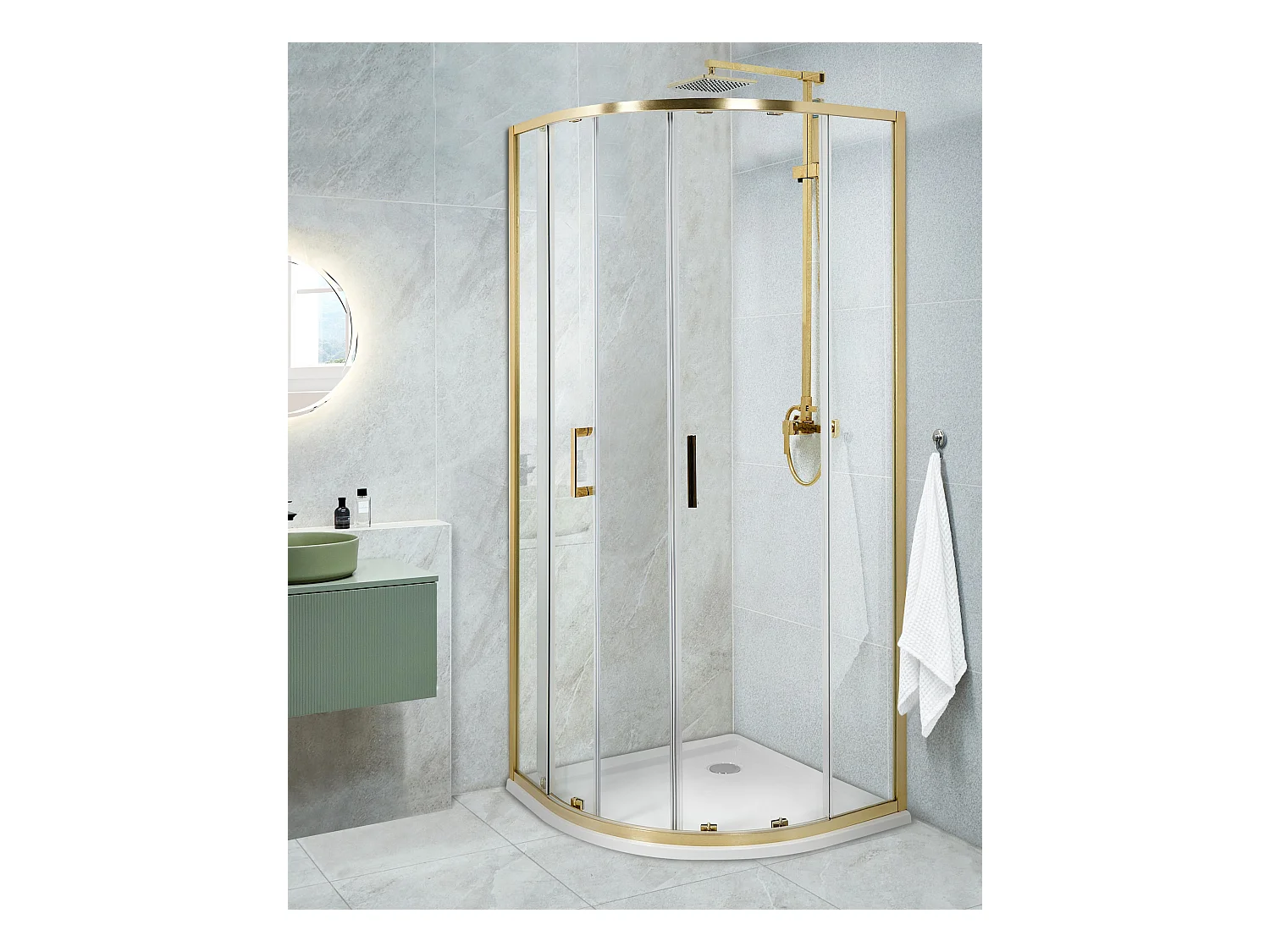 Cabine de douche JUKATAN 80 x 80 x 185 cm Doré