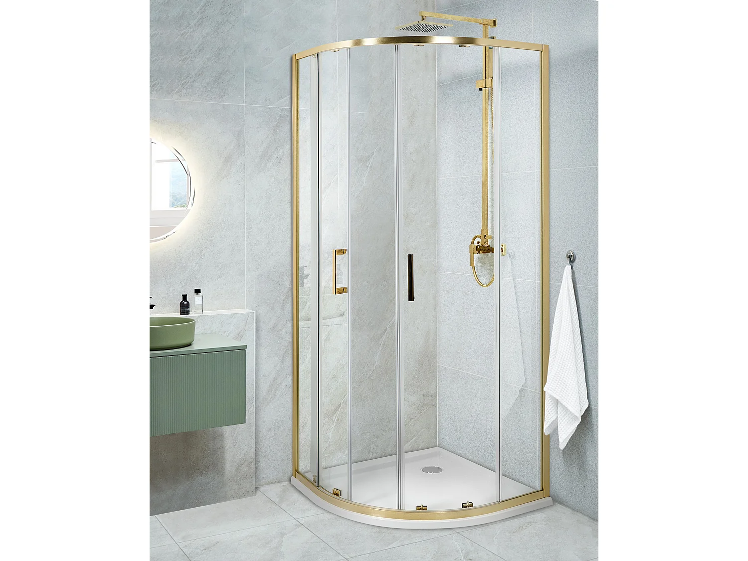 Cabine de douche JUKATAN 80 x 80 x 185 cm Doré