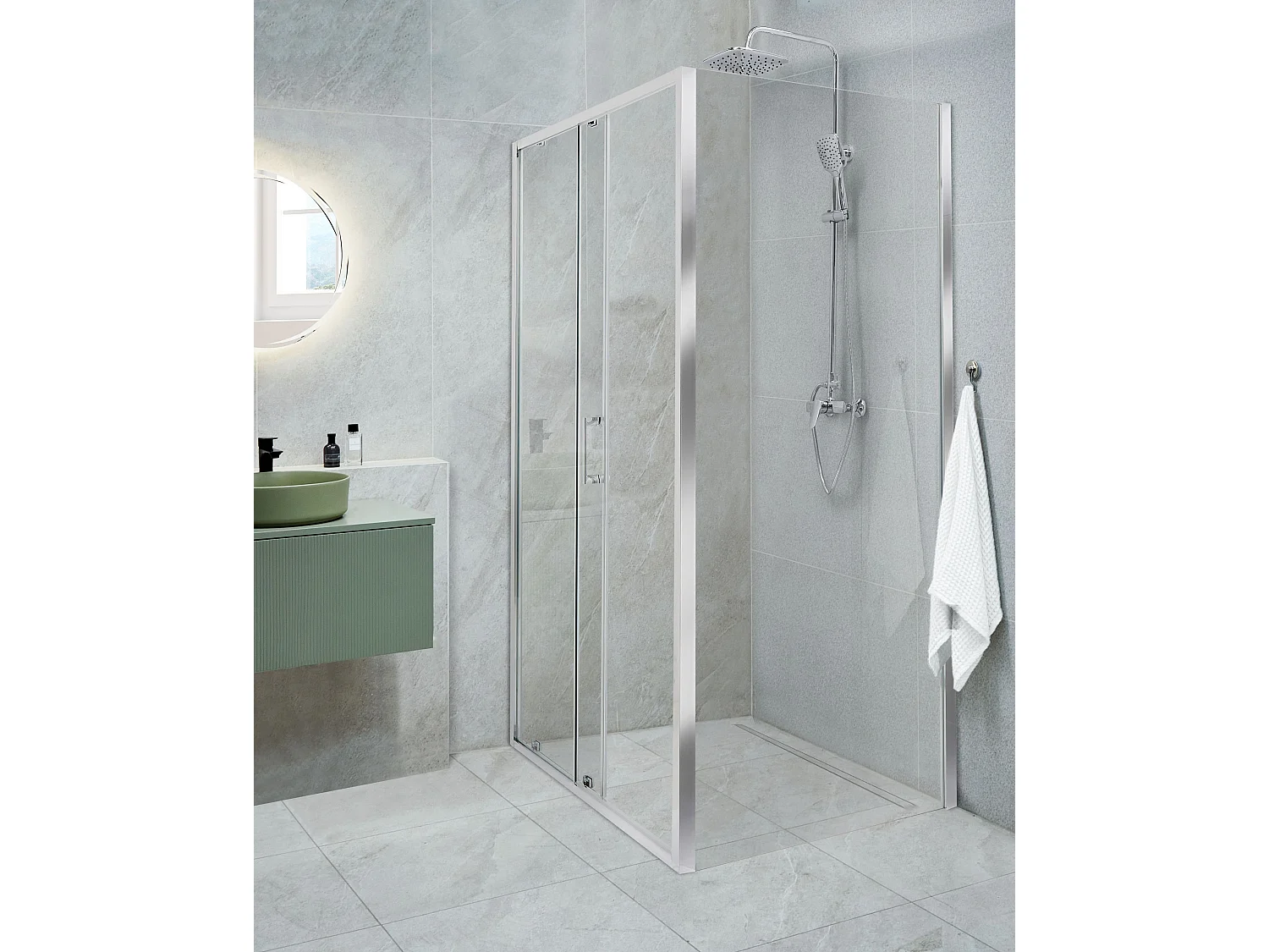 Cabine de douche YORO 80 x 100 x 185 cm Argenté