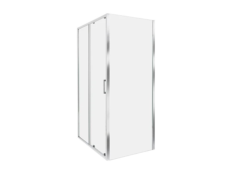 Duschkabine aus Sicherheitsglas mit Schiebetür 80x100x185cm silber Yoro