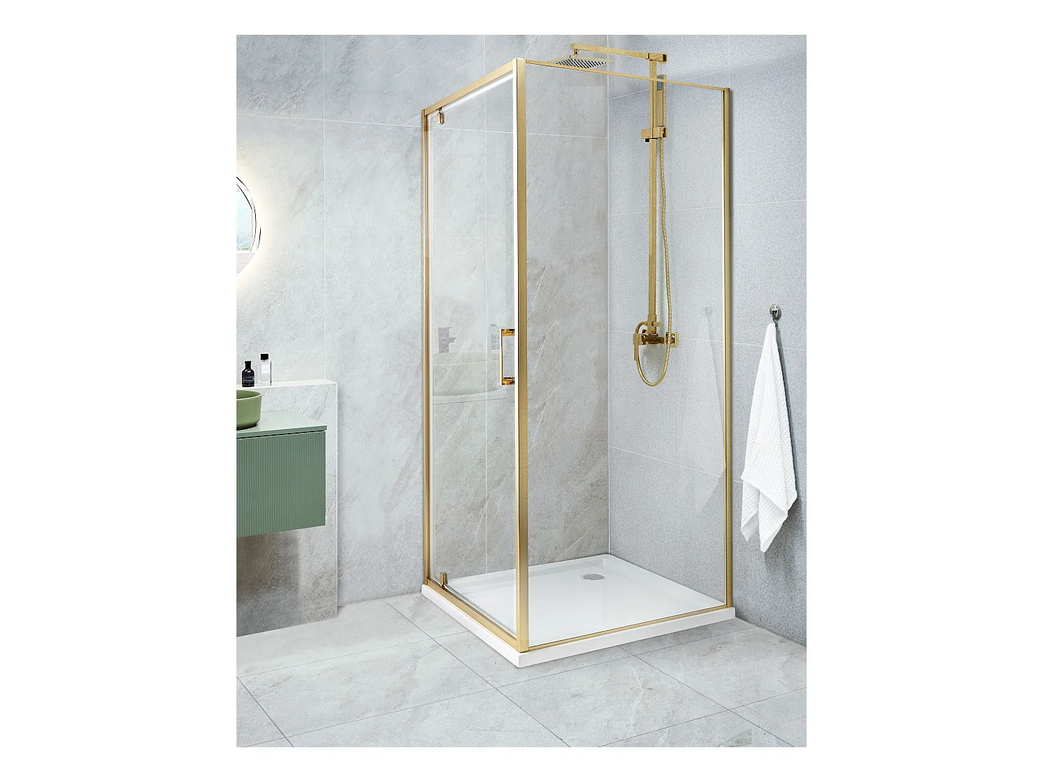 Cabine de douche DARLI 70 x 70 x 185 cm Doré