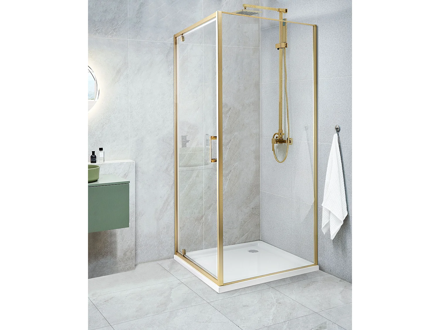 Duschkabine DARLI 70 x 70 x 185 cm Gold