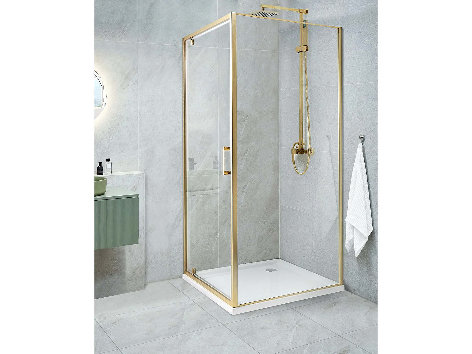 Duschkabine DARLI 80 x 80 x 185 cm Gold