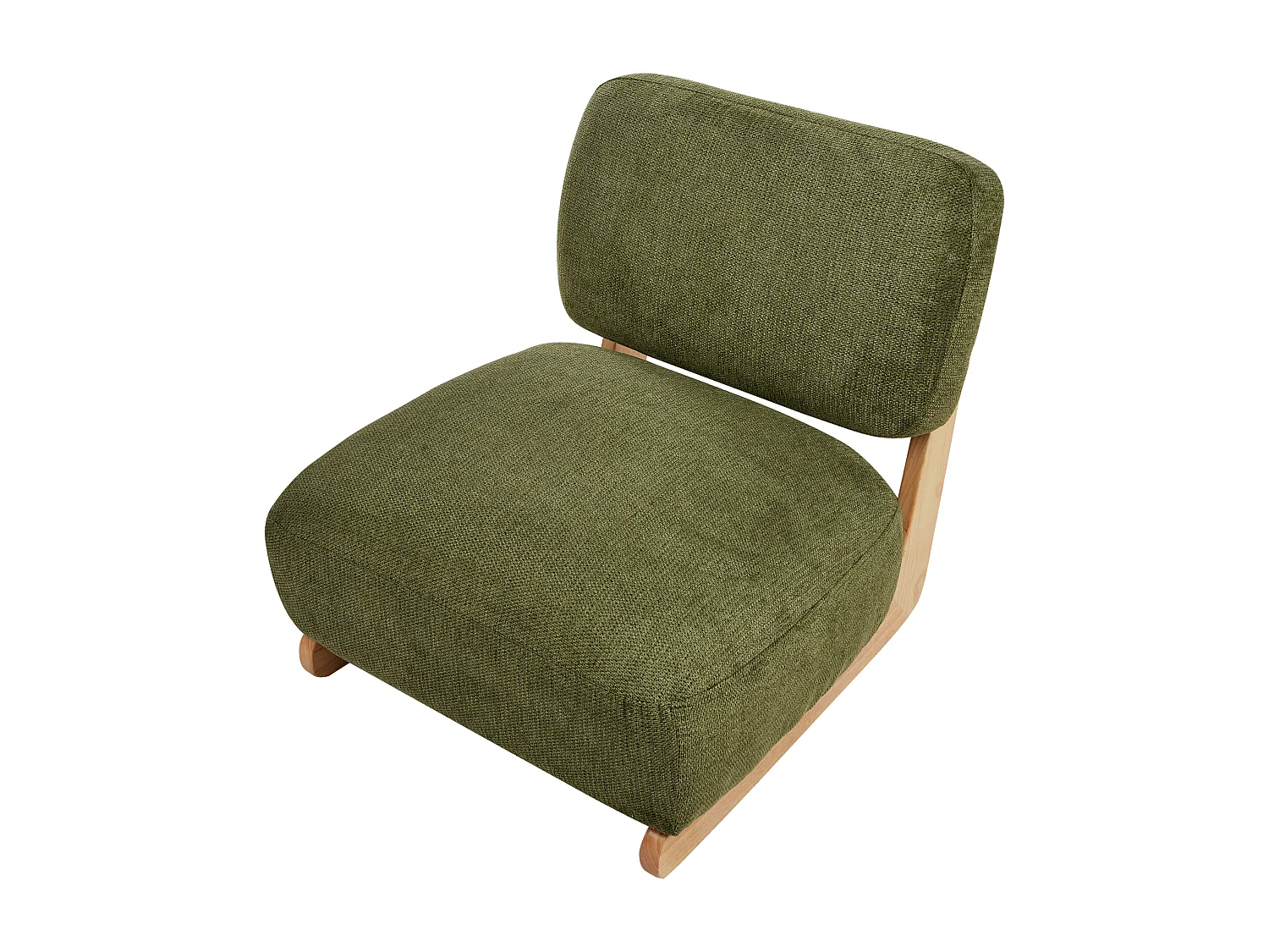 Retro Sessel ohne Armlehnen Massivholzbeine Grün Stoffpolsterung Kokkola