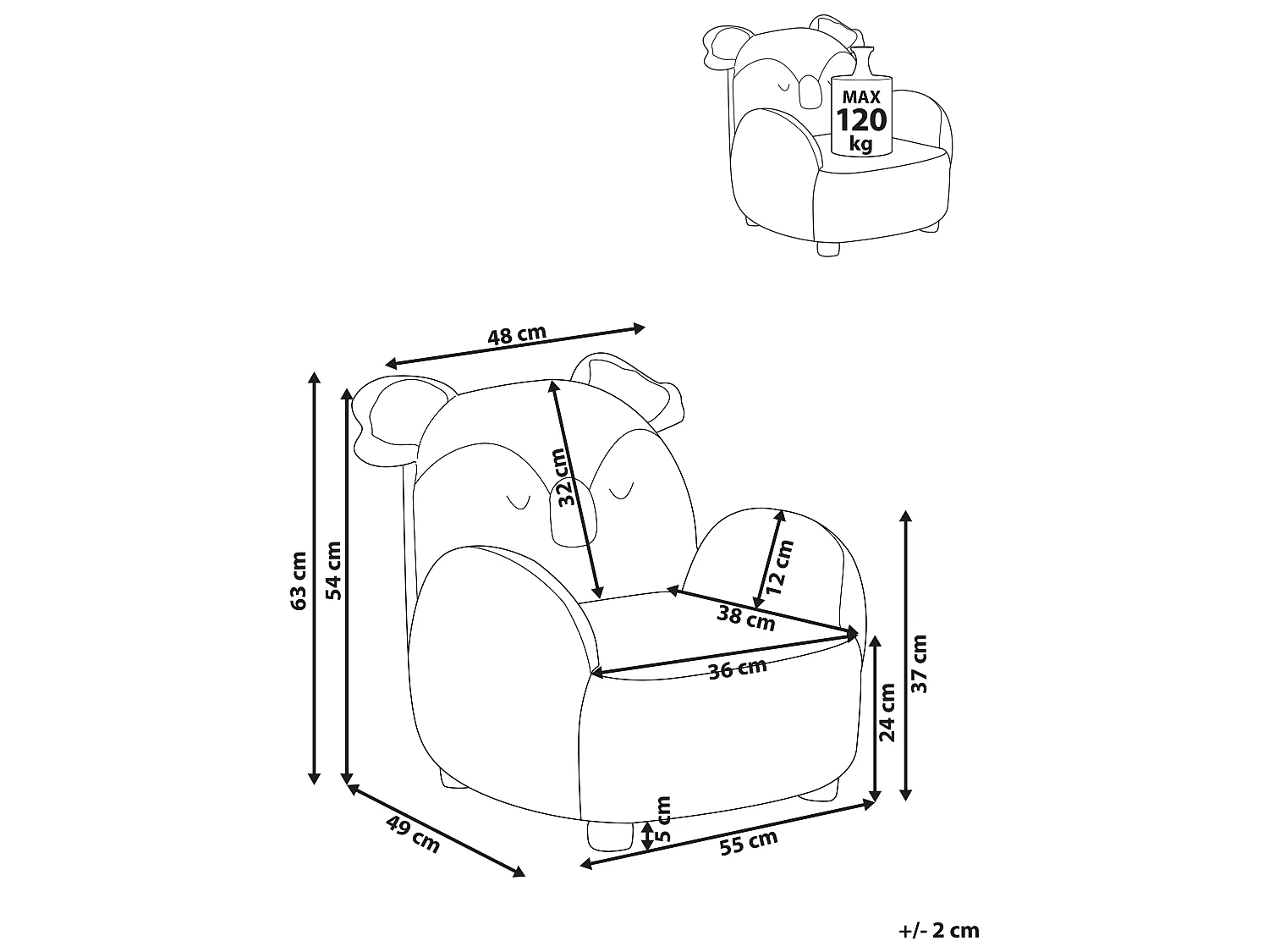 Fauteuil pour enfants en forme de koala gris HERVIK