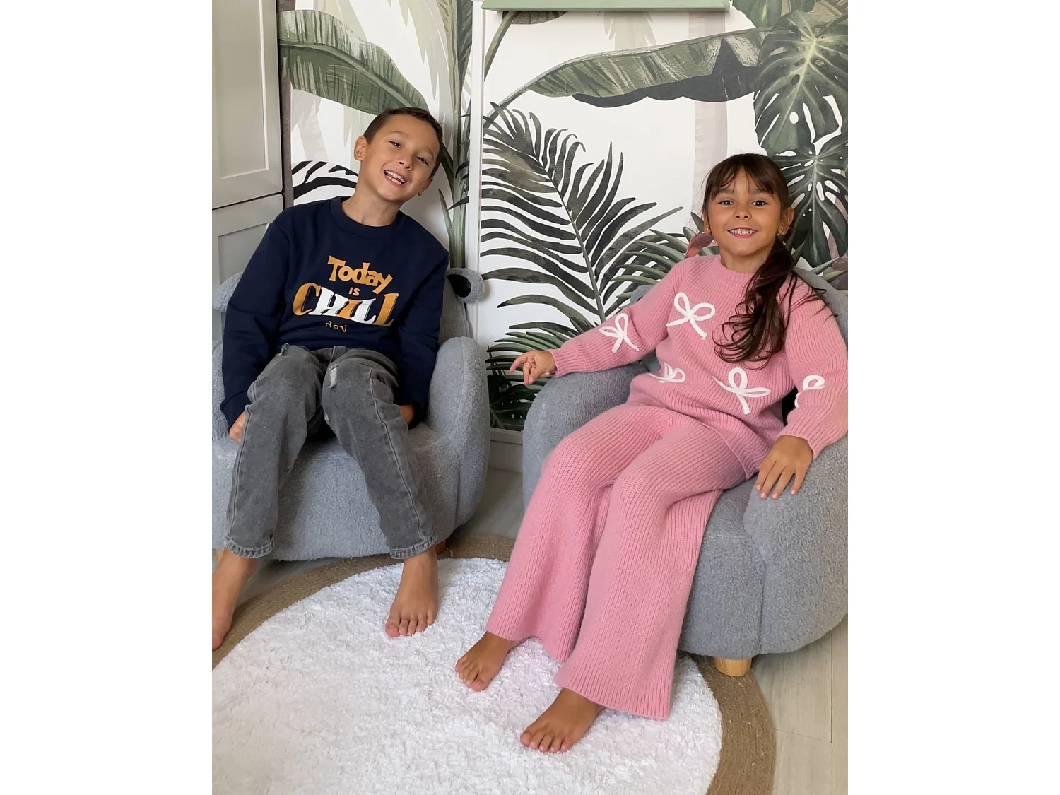 Fauteuil en bouclé pour enfants mouton gris ULA