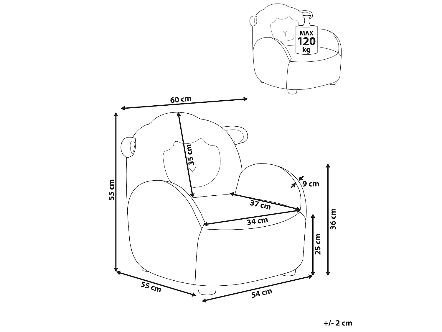 Fauteuil en bouclé pour enfants mouton gris ULA