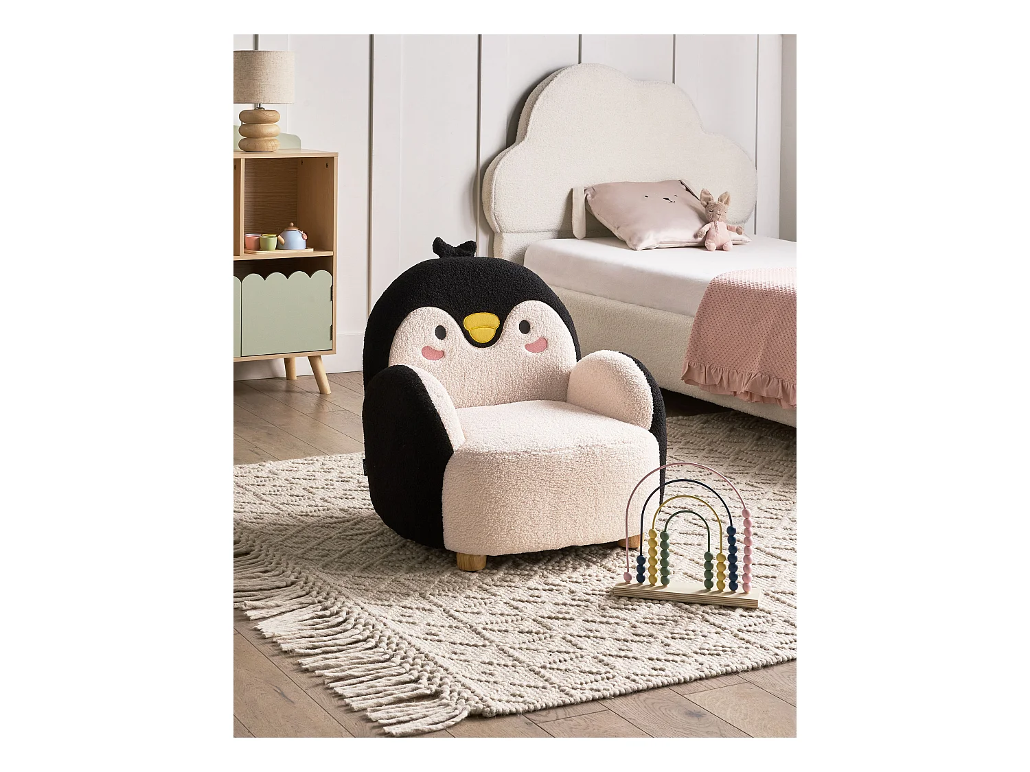 Kinderfauteuil HERVIK Bouclé Zwart