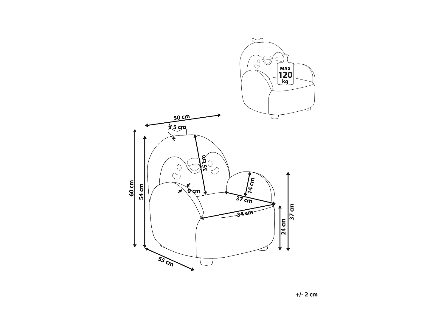 Fotel dziecięcy HERVIK Boucle Czarny