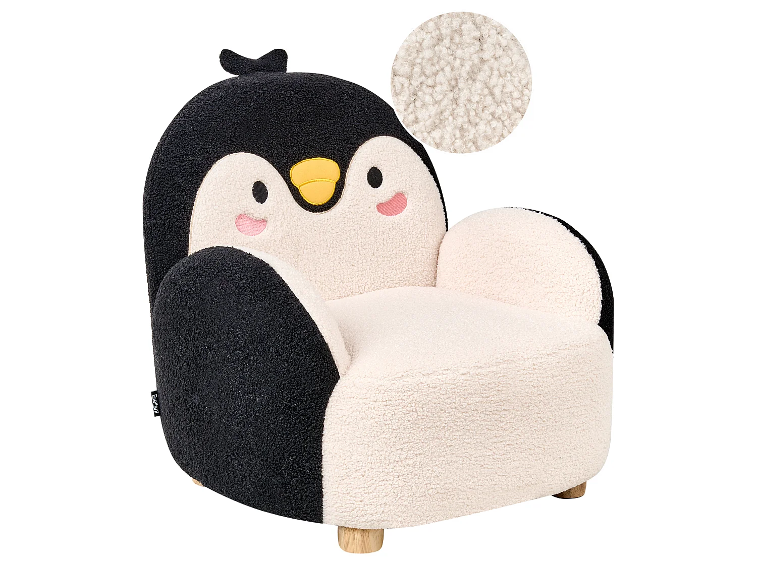 Fauteuil en bouclé pour enfants pingouin noir FYN