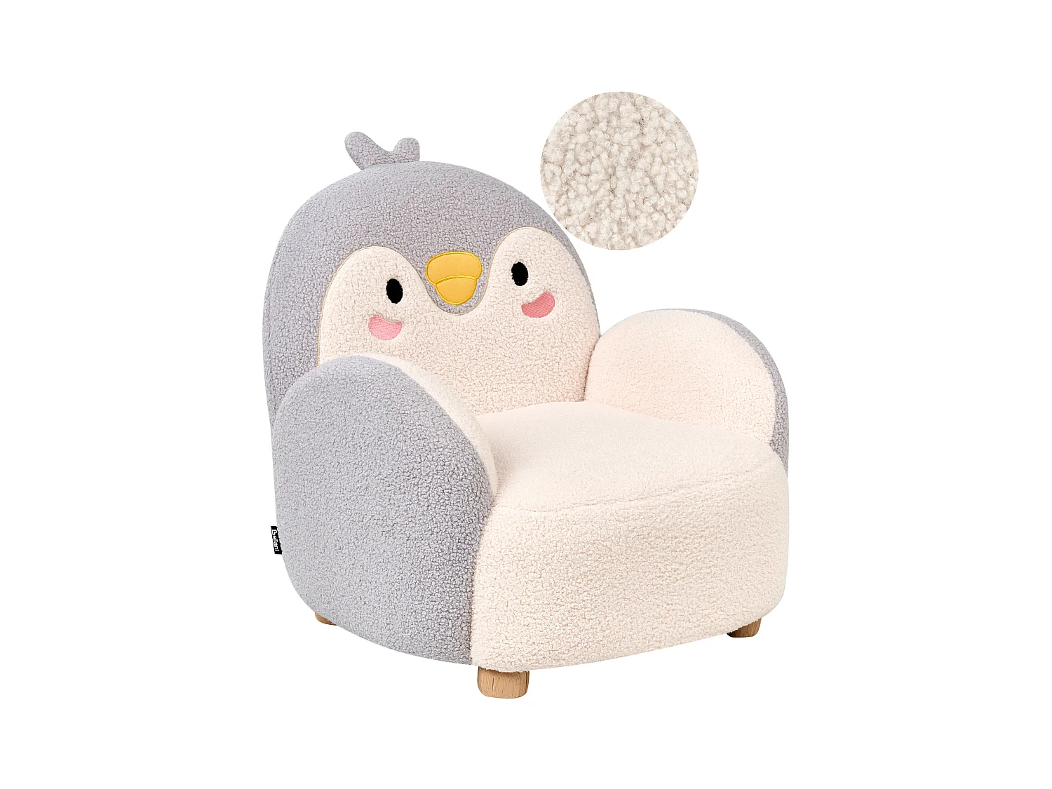 Fauteuil pour enfants Pingouin HERVIK Bouclé Gris