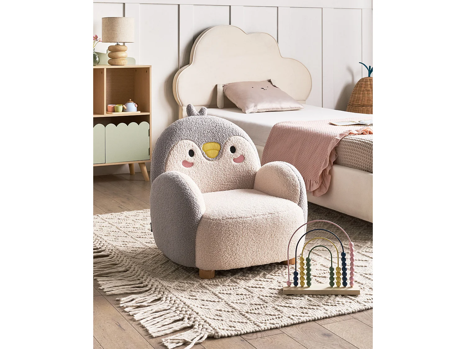 Fauteuil pour enfants Pingouin HERVIK Bouclé Gris