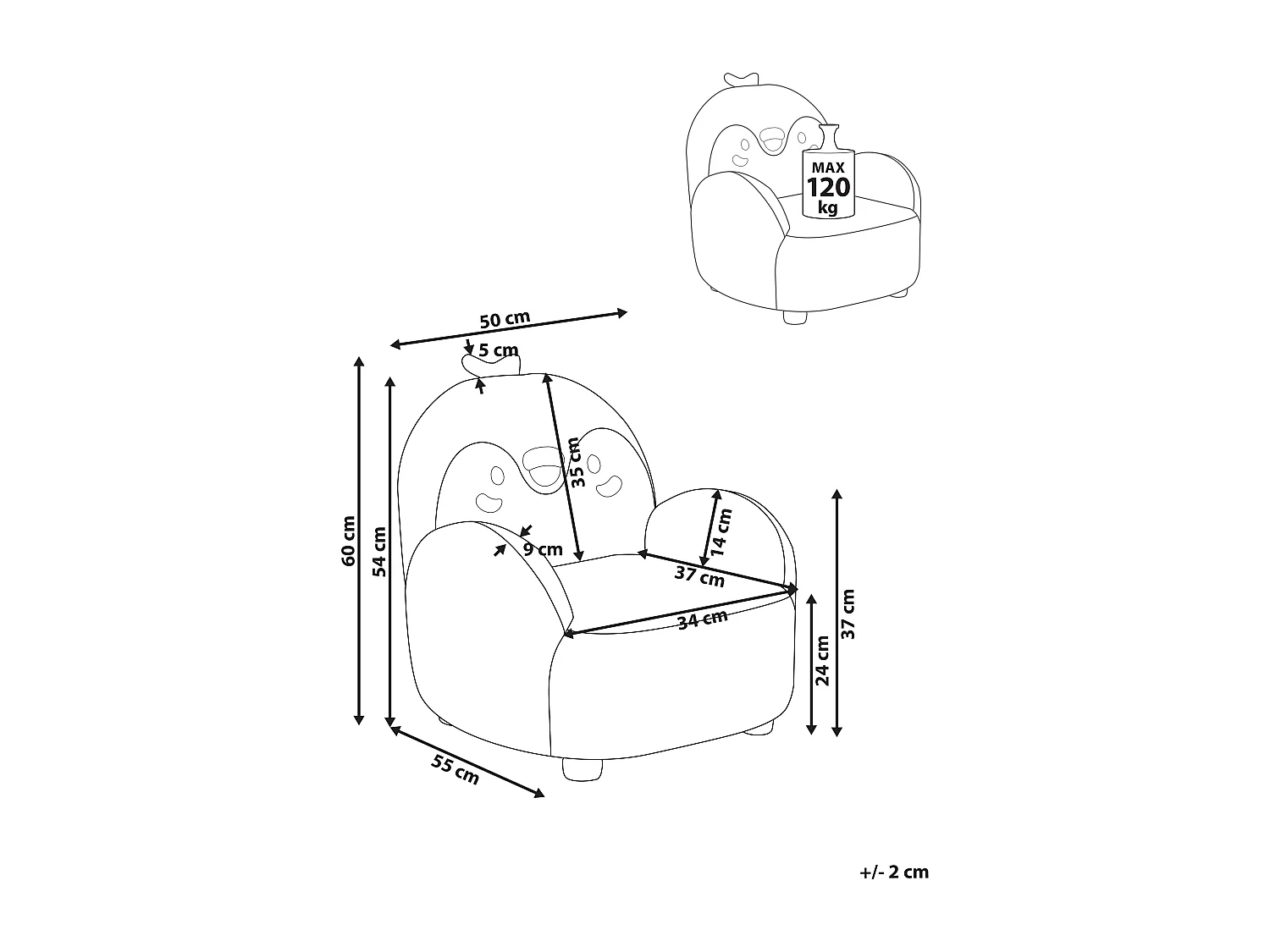 Fauteuil pour enfants Pingouin FYN Bouclé Gris