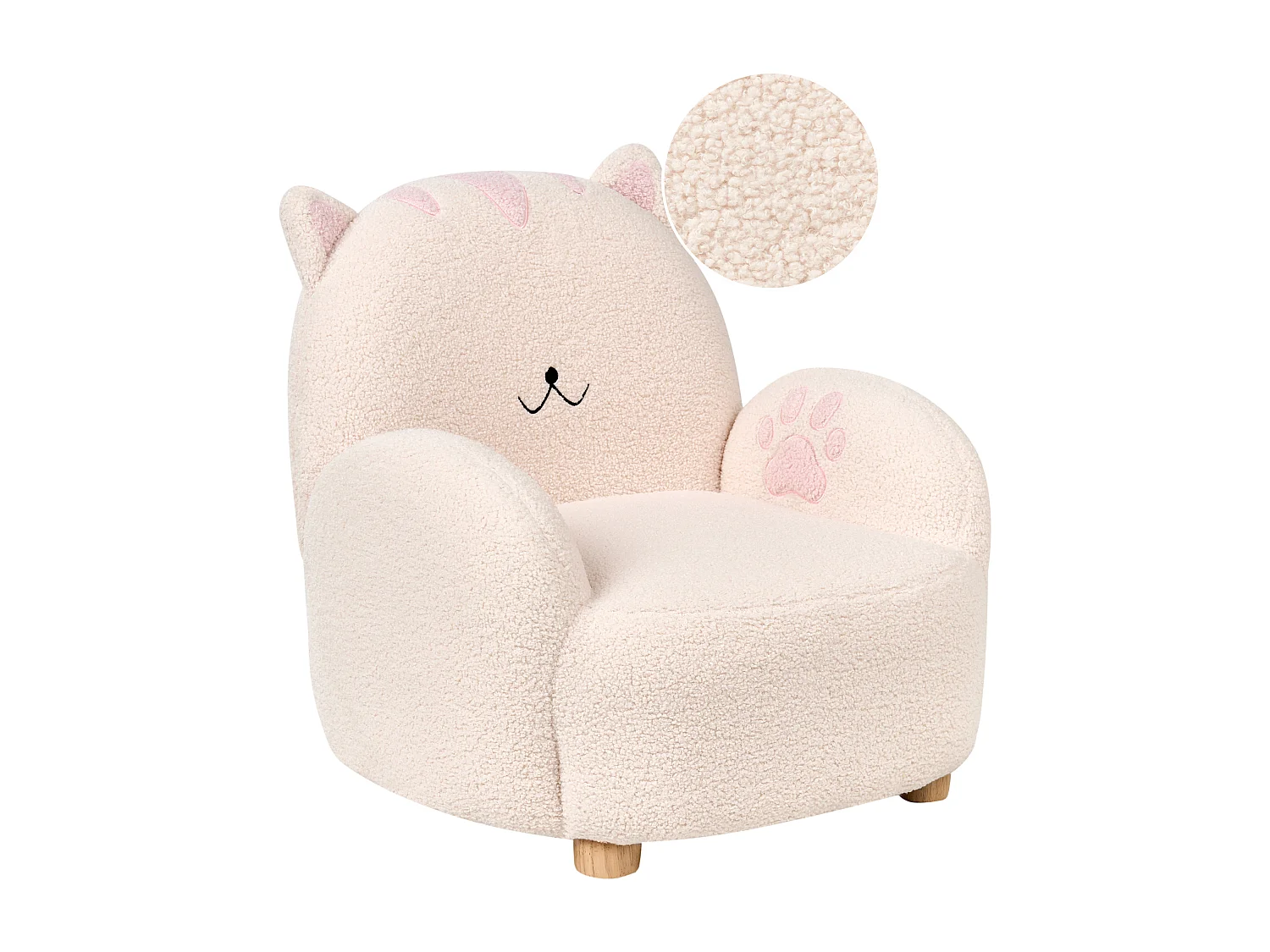 Fauteuil pour enfants Chat ZOAR Bouclé Blanc cassé