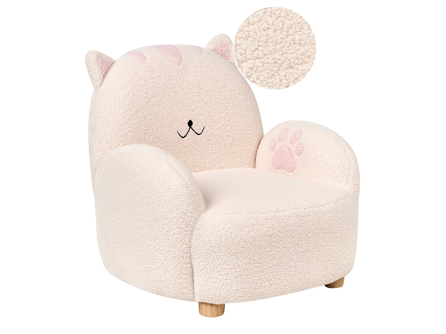 Fauteuil en bouclé pour enfants chat blanc cassé ZOAR