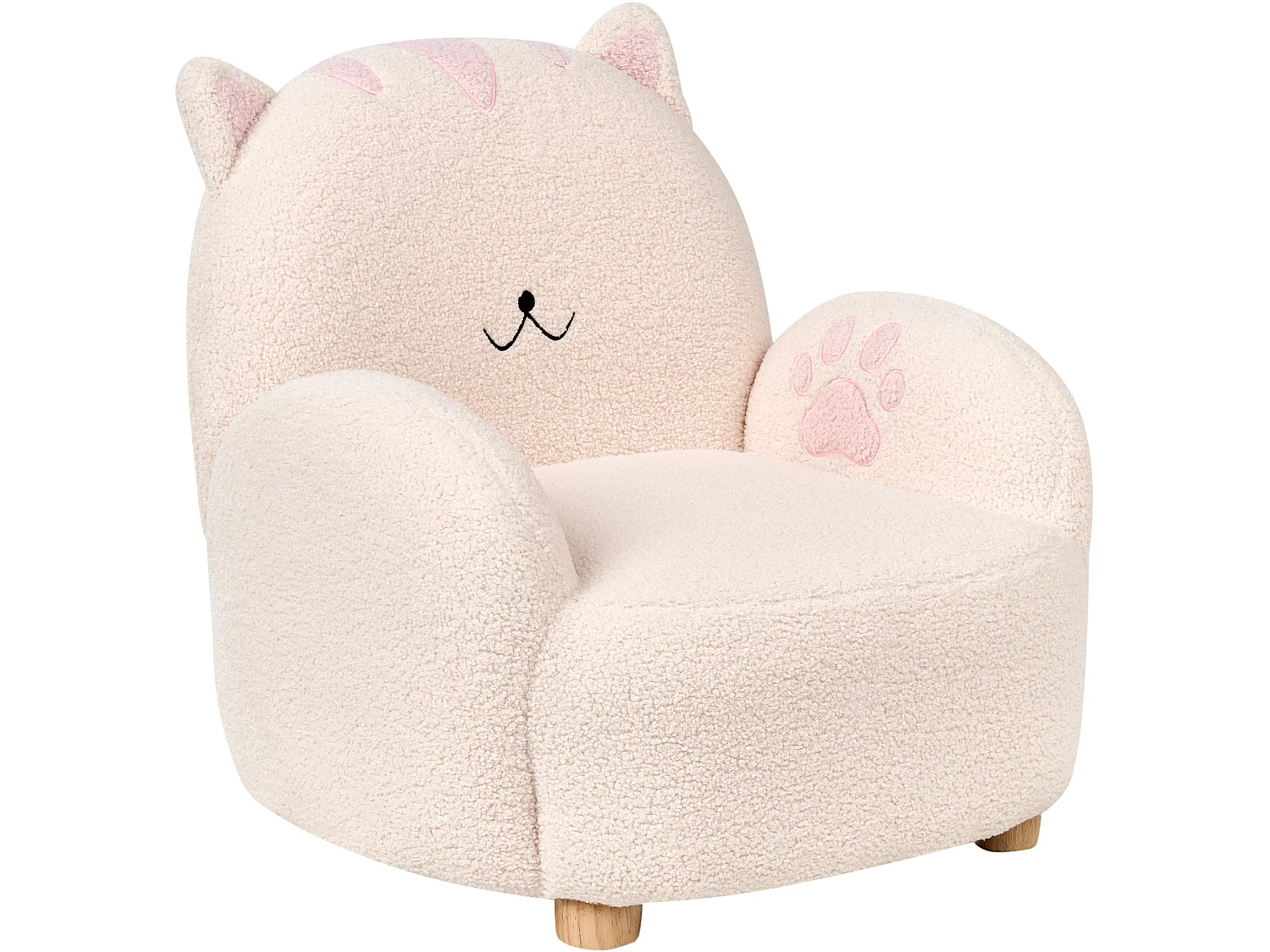 Fauteuil en bouclé pour enfants chat blanc cassé ZOAR
