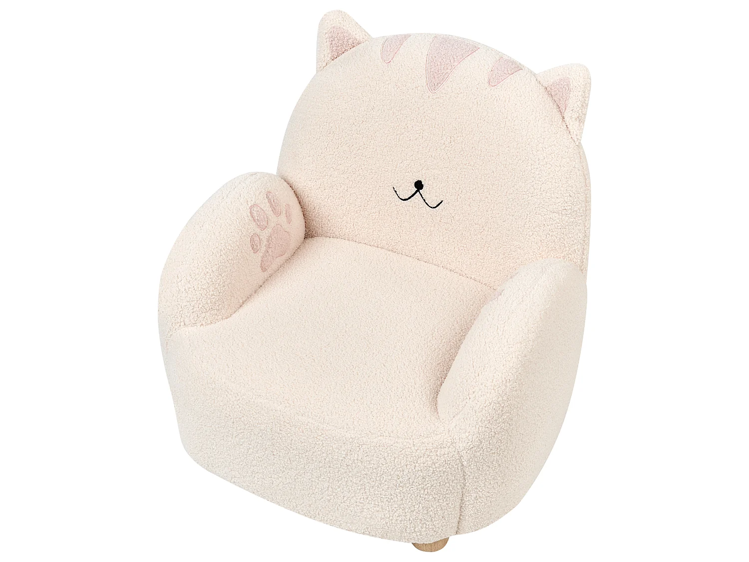 Fauteuil en bouclé pour enfants chat blanc cassé ZOAR
