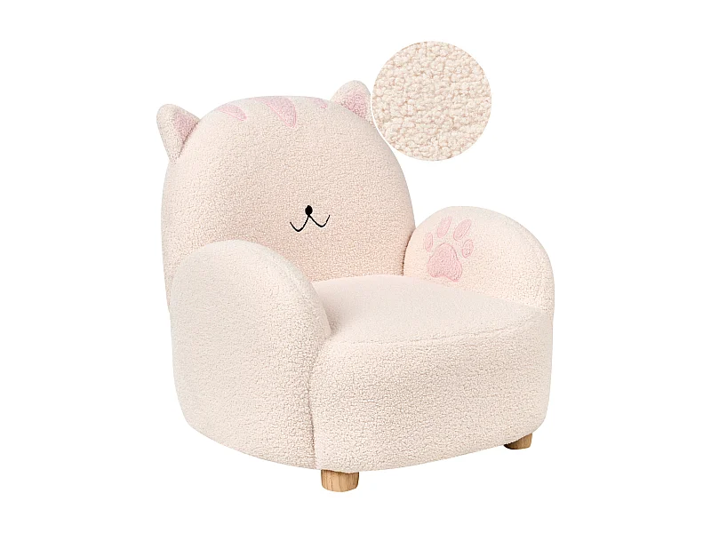 Fauteuil pour enfants Chat ZOAR Bouclé Blanc cassé