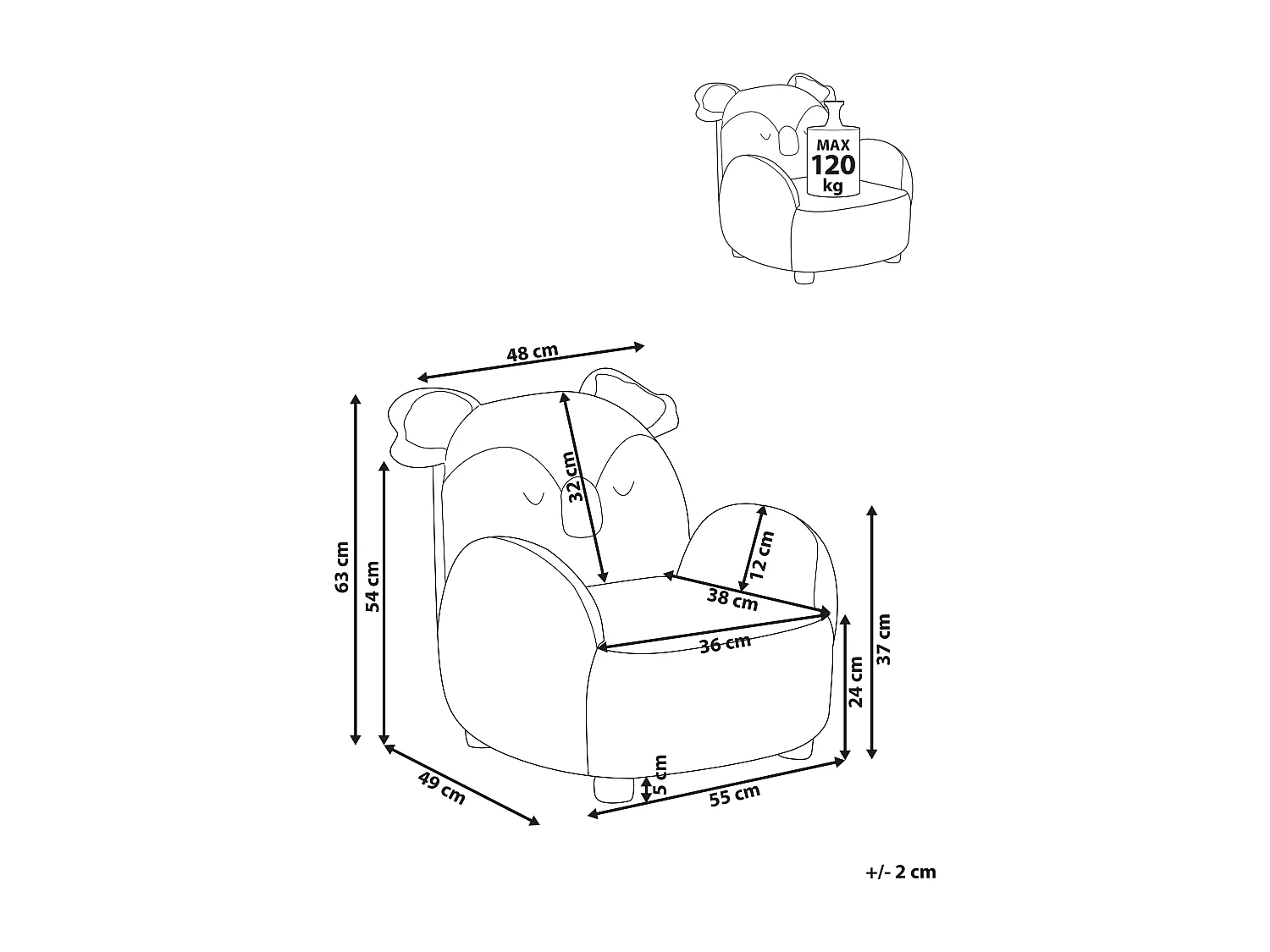 Fauteuil pour enfants Koala HERVIK Tissu Taupe