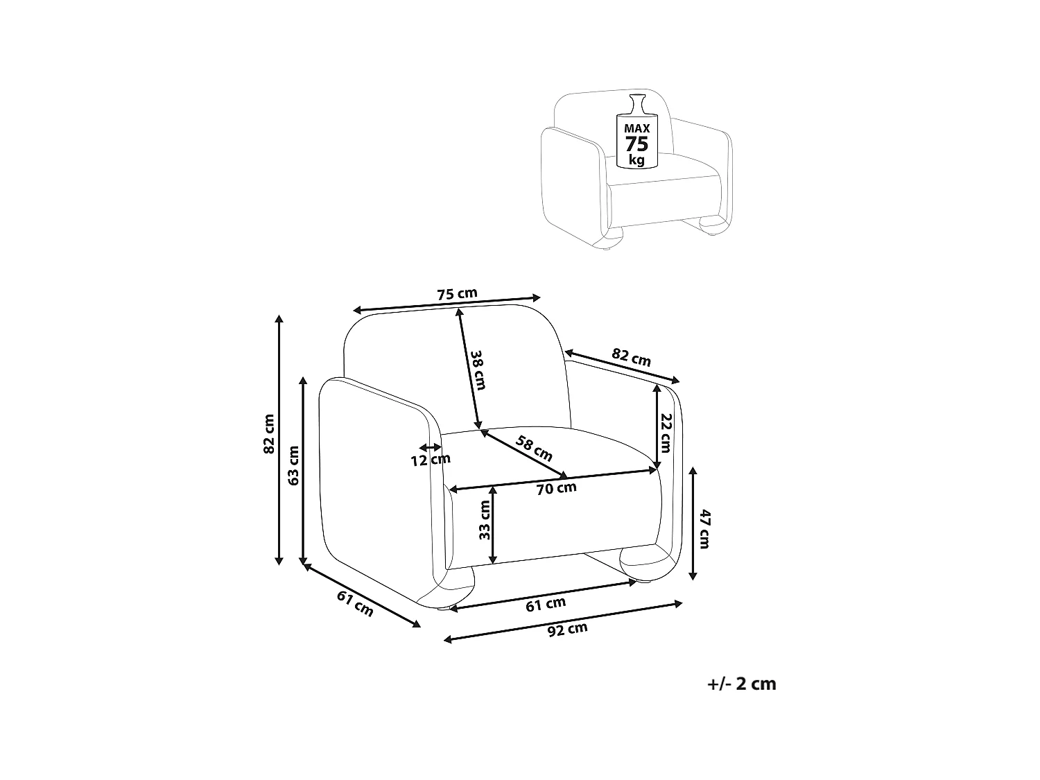 Fauteuil SALAND Tissu Gris