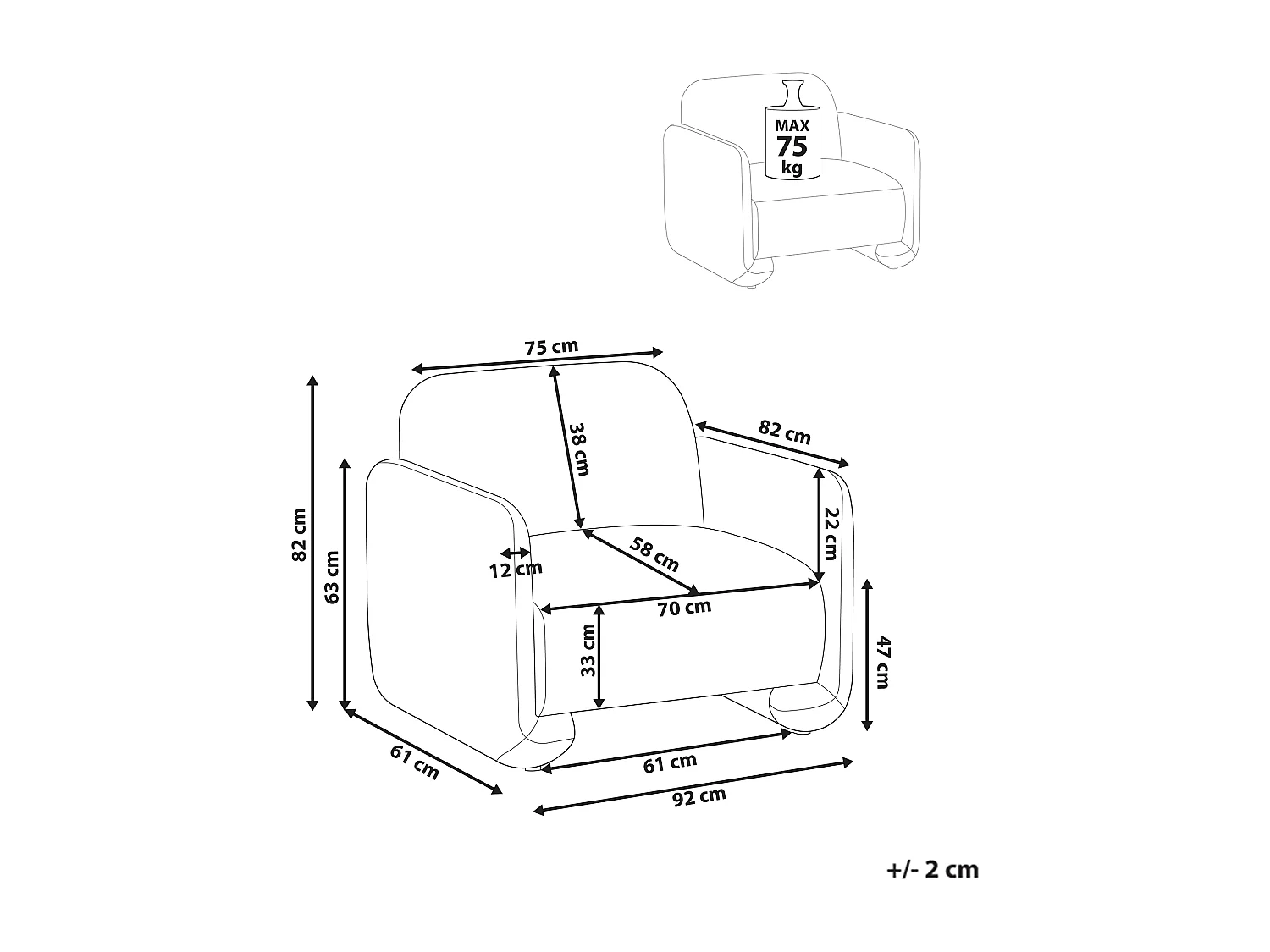 Fauteuil SALAND Tissu Gris