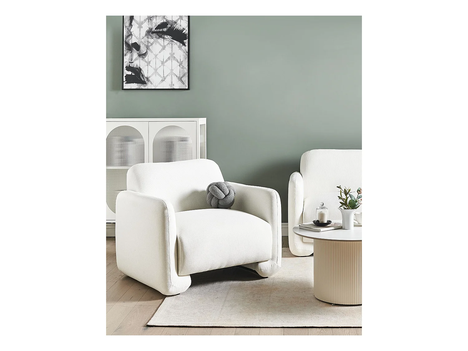Fauteuil SALAND Tissu Blanc